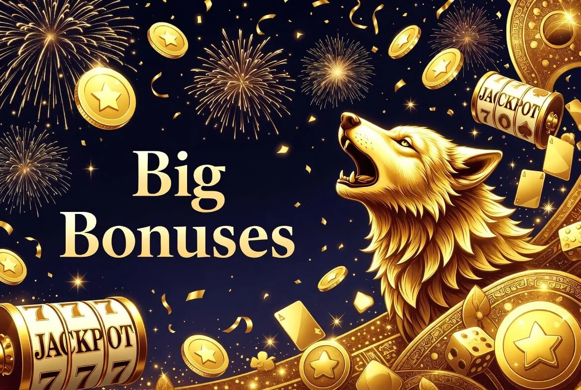 Wolf Winner free spins and the four-part welcome bonus shown in the promotions tab